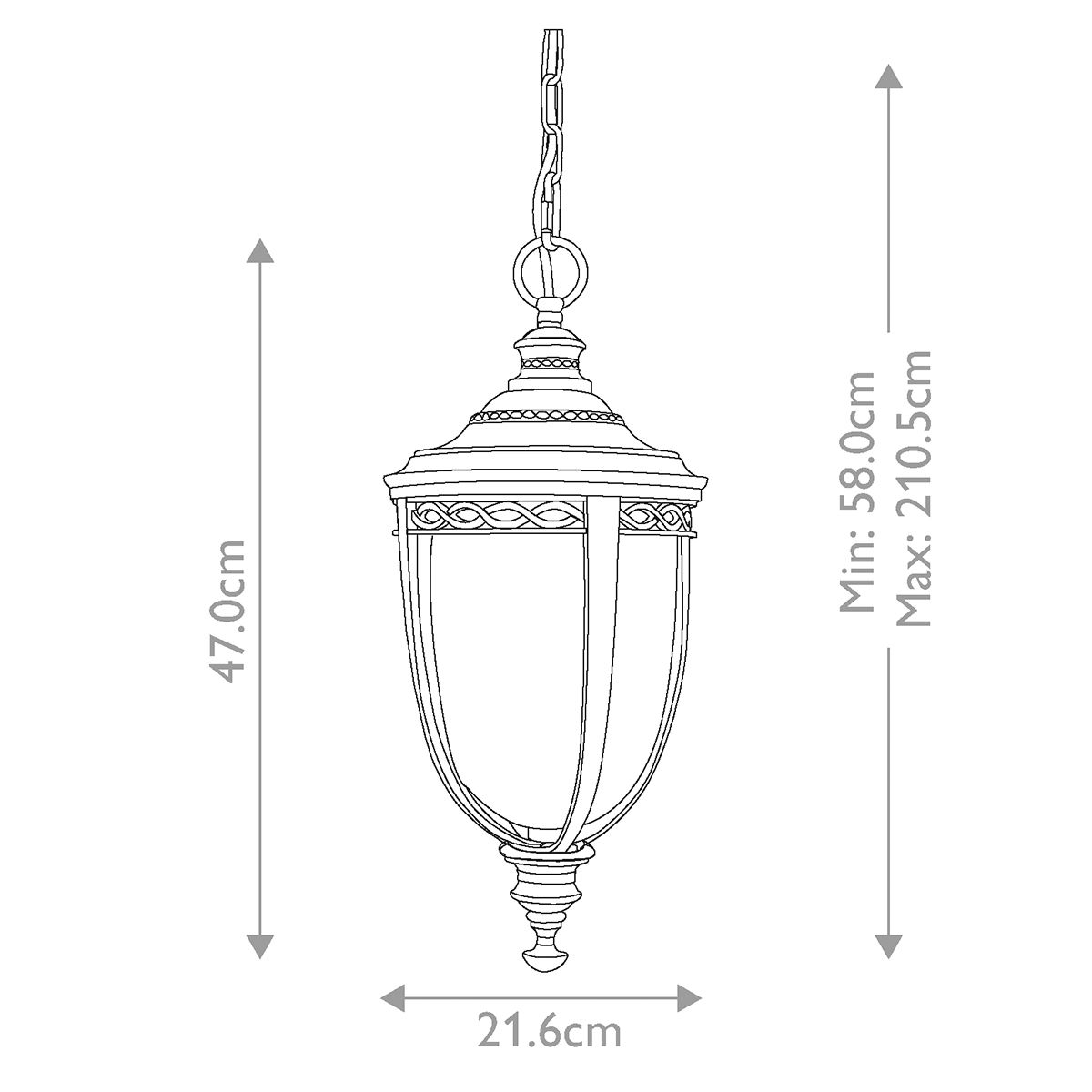 Feiss English Bridle Black Medium Outdoor Pendant Light