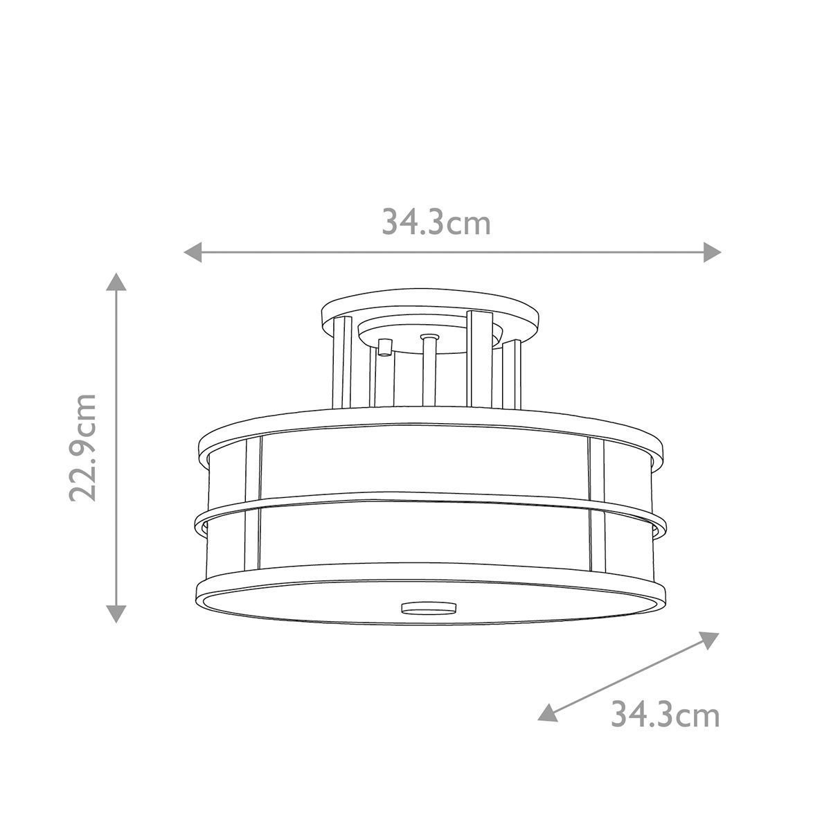 Feiss Fusion 3 Light Semi-Flush Grecian Bronze Ceiling Light