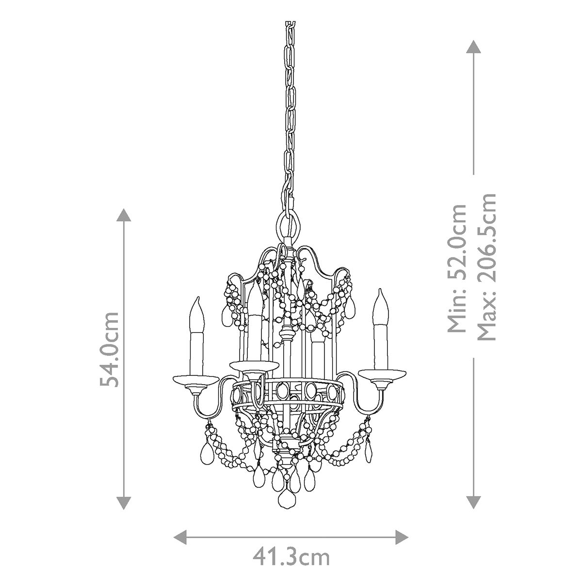 Feiss Gianna 4 Light Gilded Silver Chandelier