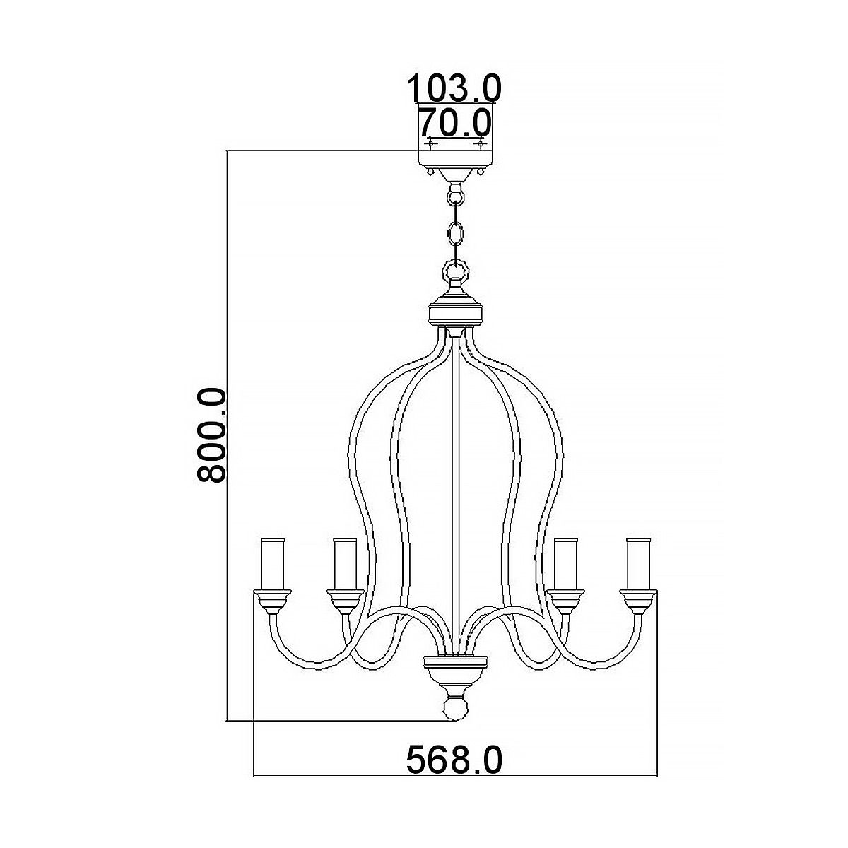 Feiss Hartsville 5 Light Chandelier - Chalk Washed Beechwood