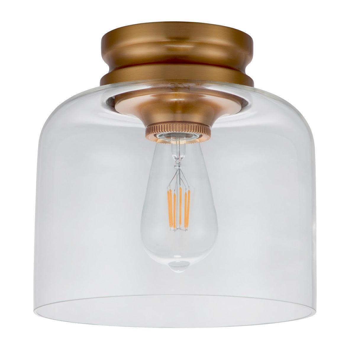 Feiss Hounslow 1 Light Brass Flush Light - Glass Shade-OPEN-BOX-50-270826