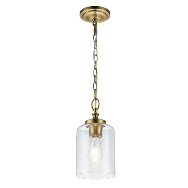 Feiss Hounslow 1 Light Brass Mini Pendant - Glass Shade - Damaged Box Item Perfect