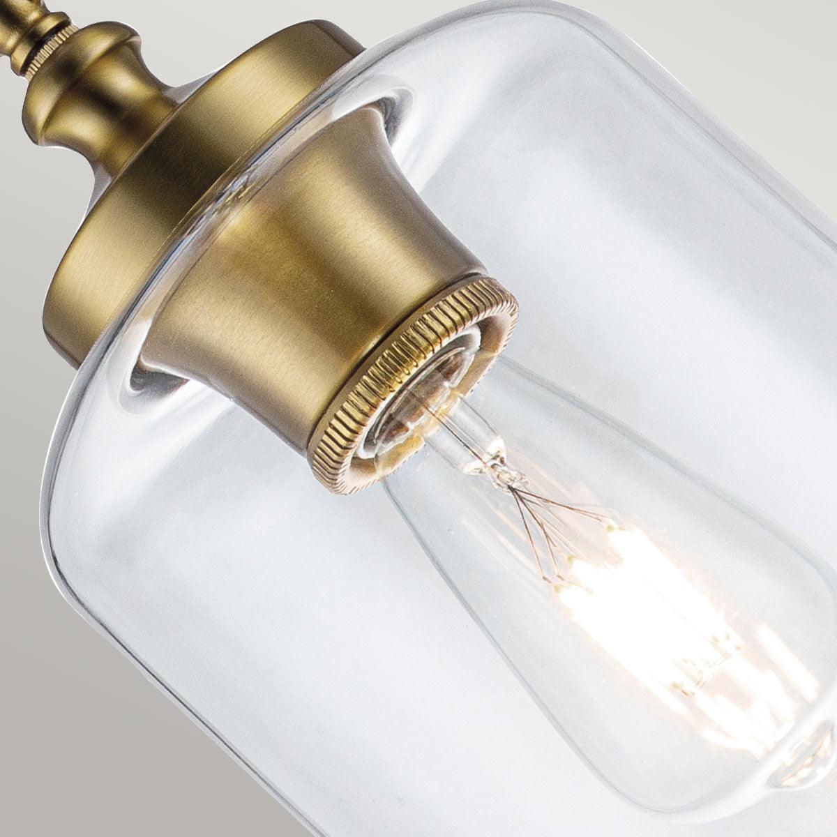 Feiss Hounslow 1 Light Brass Mini Pendant - Glass Shade-OPEN-BOX-50-290626