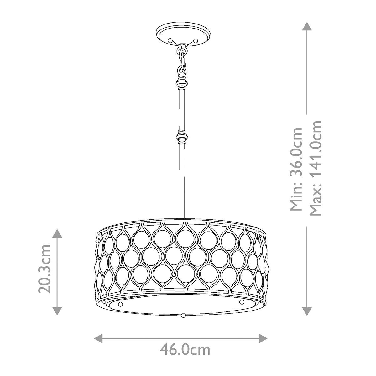 Feiss Lucia 3 Light Burnished Silver Ceiling Pendant