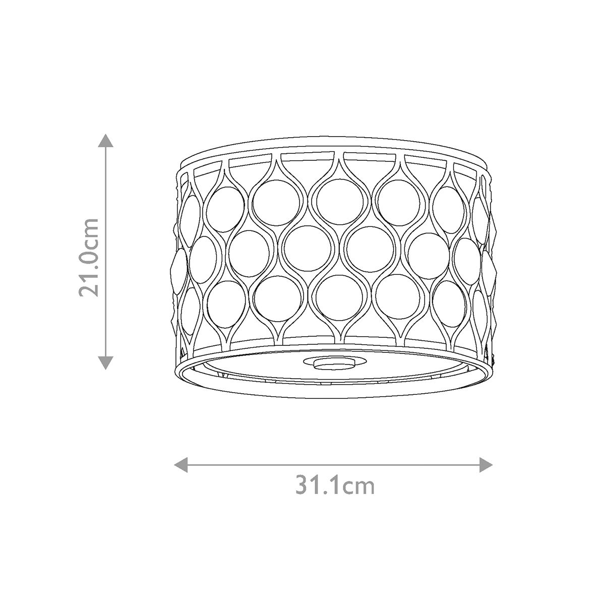 Feiss Lucia Silver & Crystsal Flush Ceiling Light