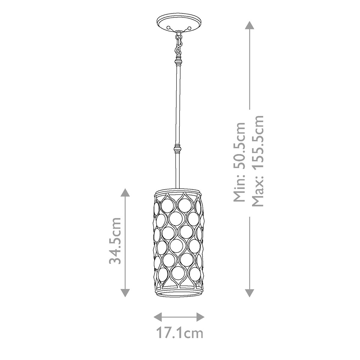 Feiss Lucia Mini Silver & Crystsal Pendant Ceiling Light