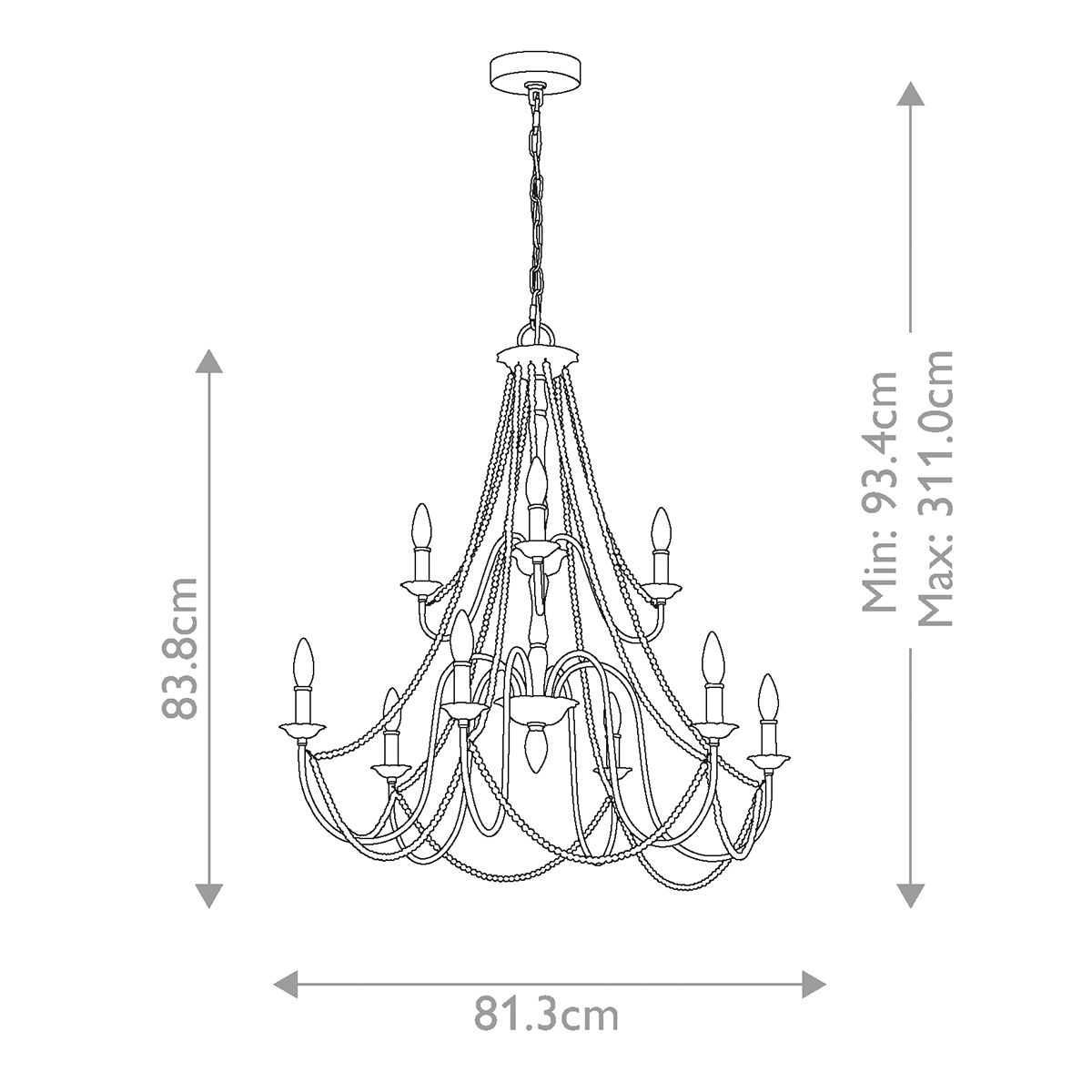 Feiss Maryville 9 Light Grey Chandelier