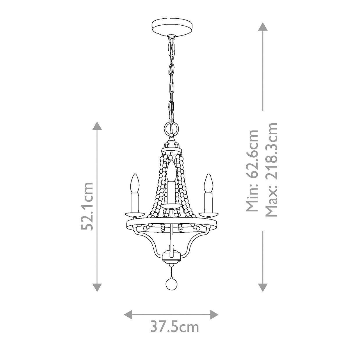Feiss Nori 3 Light Zinc & Wood Chandelier