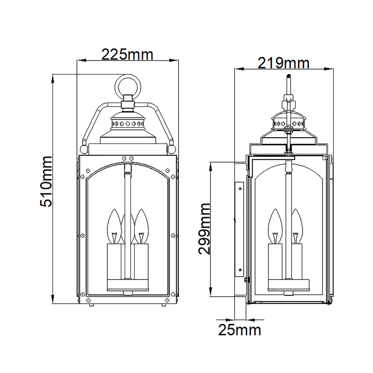 Feiss Randhurst 3 Light Large Copper Outdoor Wall Light — close-up detail