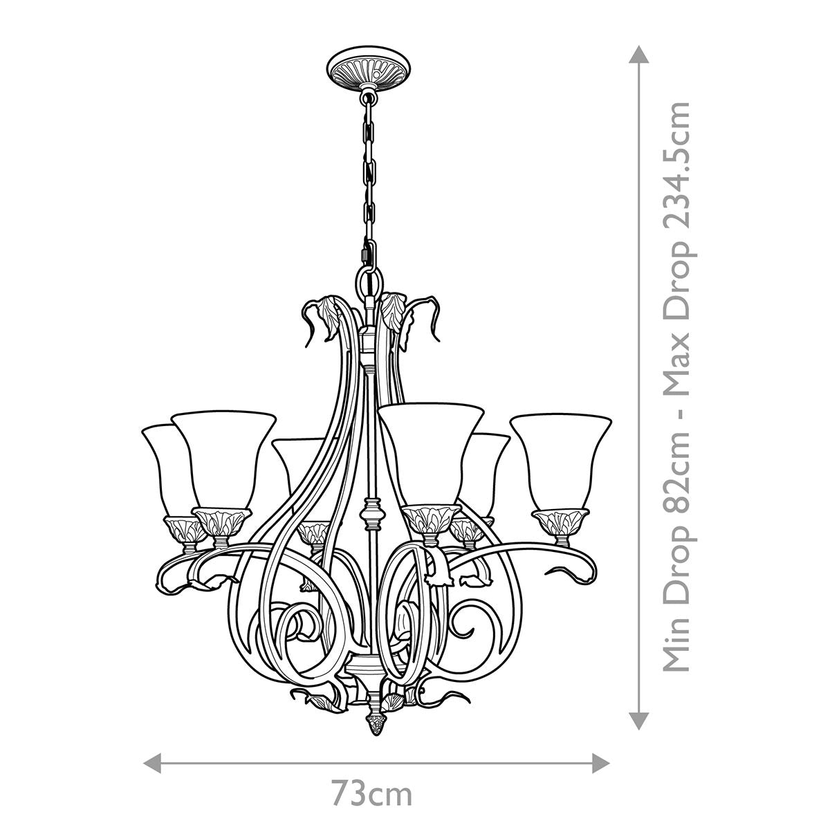 Feiss Sonoma Valley Aged Tortoise Shell 6 Light Chandelier