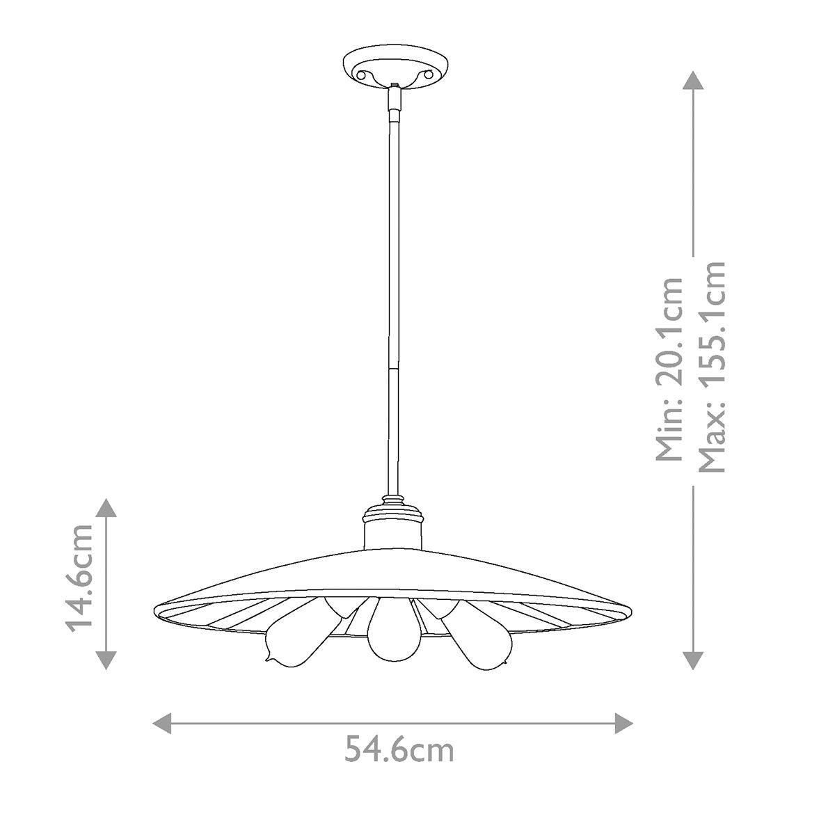 Feiss Urban Renewal Large 3 Light Bronze Ceiling Pendant