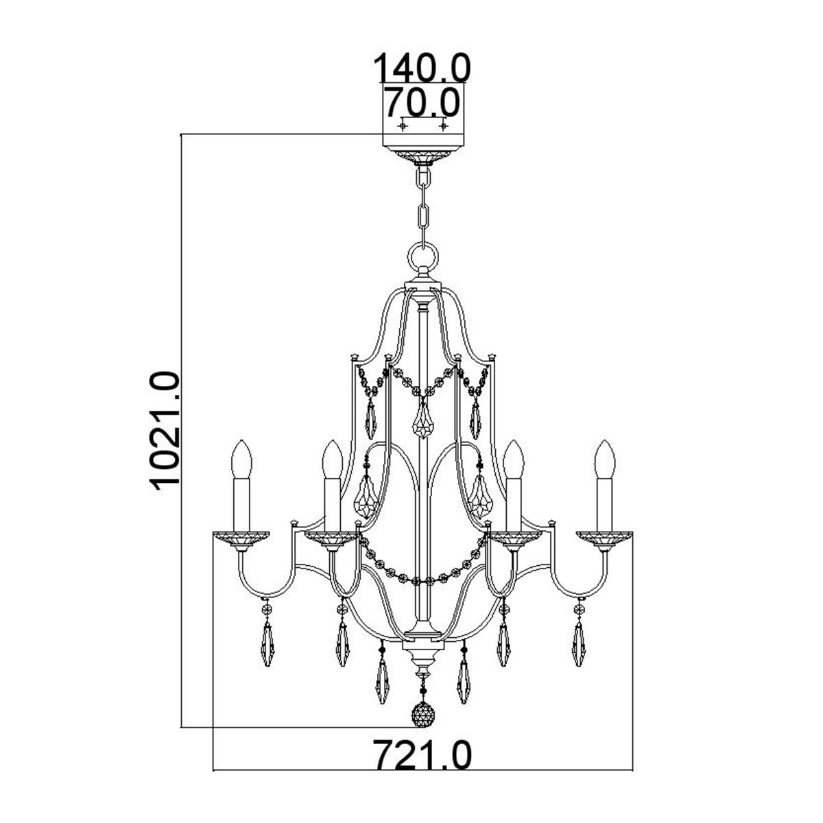 Feiss Valentina 6 Light Chandelier Ceiling Light- Bronze
