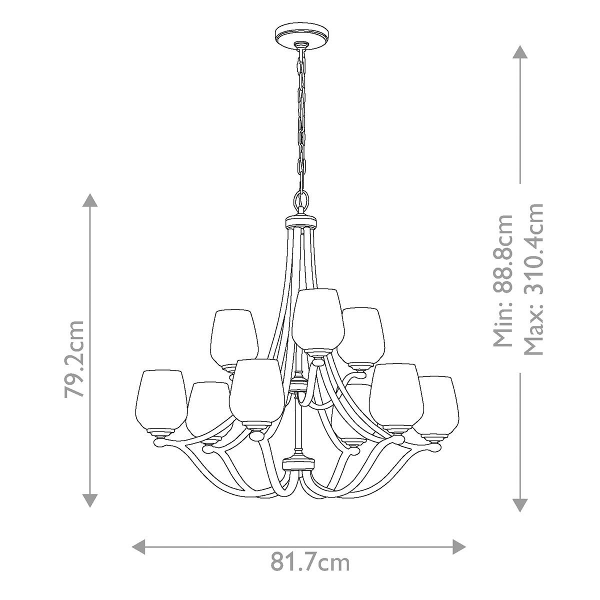 Feiss Vintner 9 Light Chandelier Ceiling Light - Satin Nickel