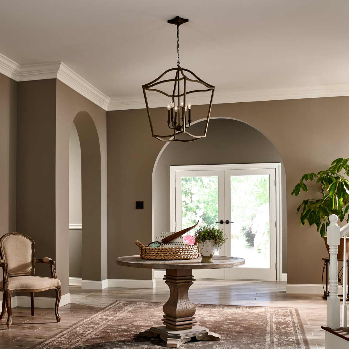 Feiss Yarmouth 6 Light Painted Aged Brass Ceiling Pendant