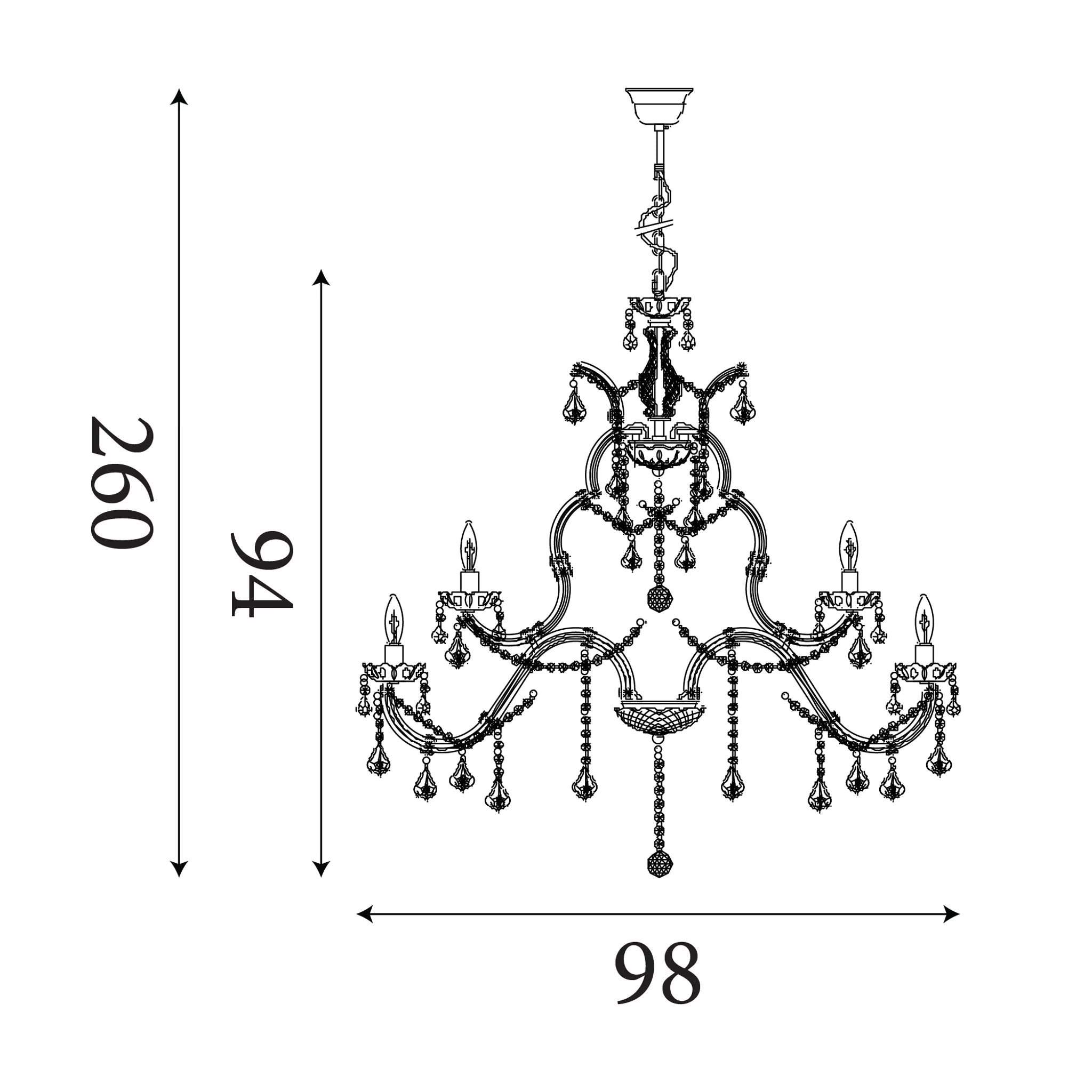 Marie Therese 18 Light Brass/Clear Crystal Glass Chandelier