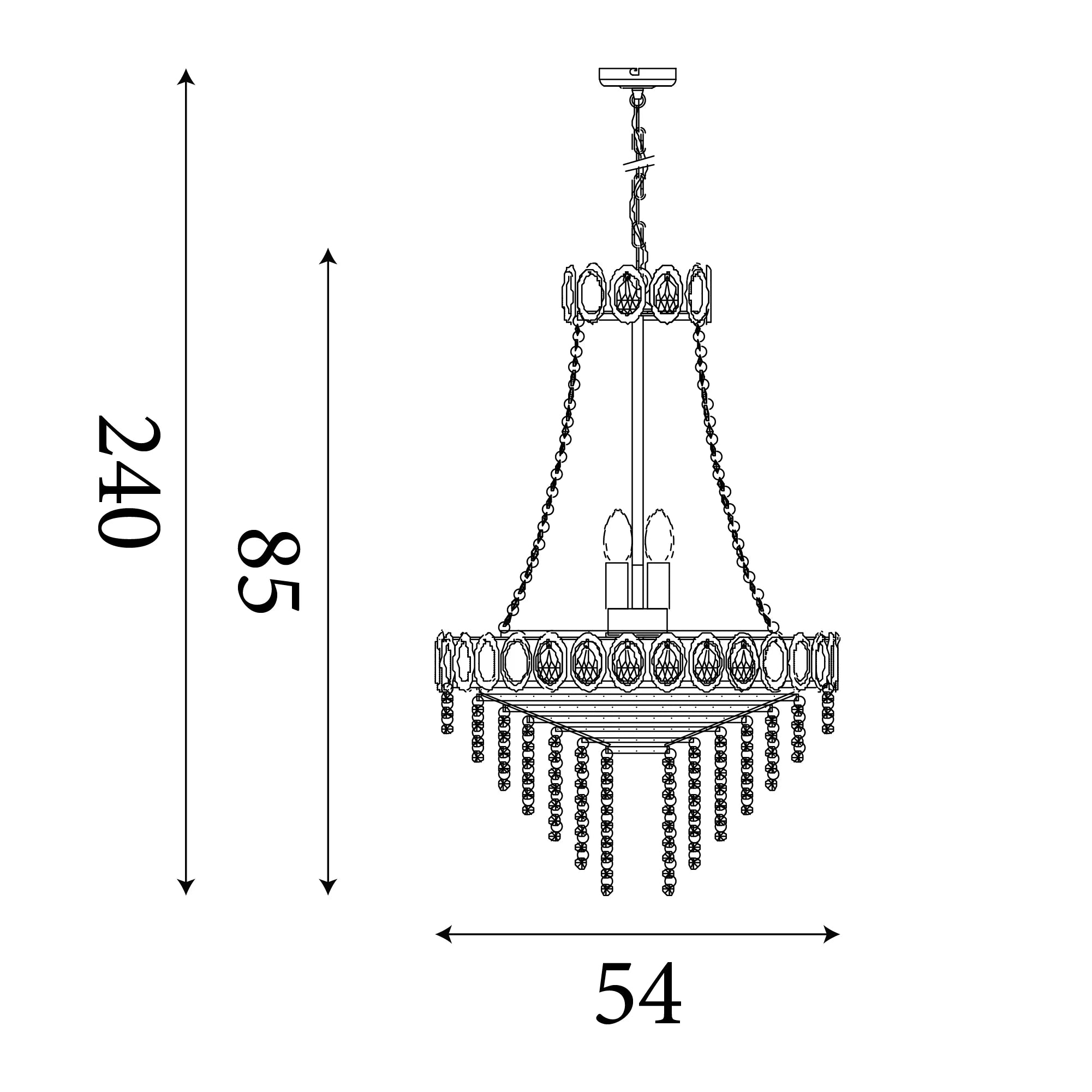 Searchlight Louis Philipe Crystal 11 Light Chrome Chandelier