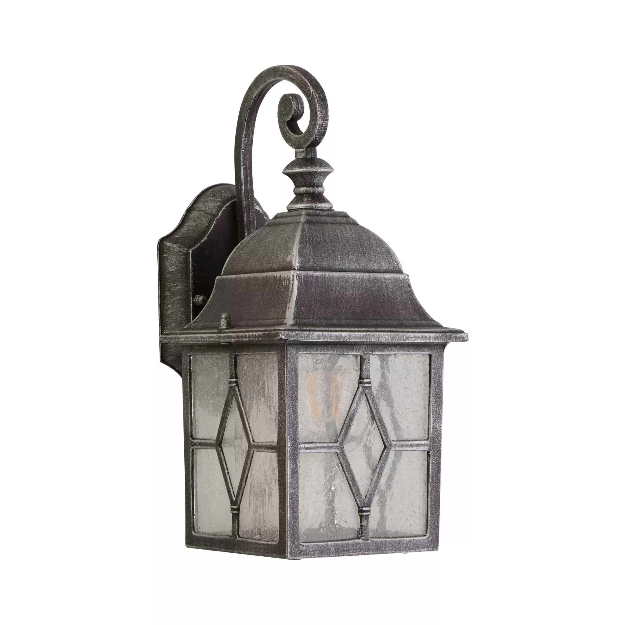 Genoa 1 Light Silver & Leaded Water Glass Outdoor Wall Light