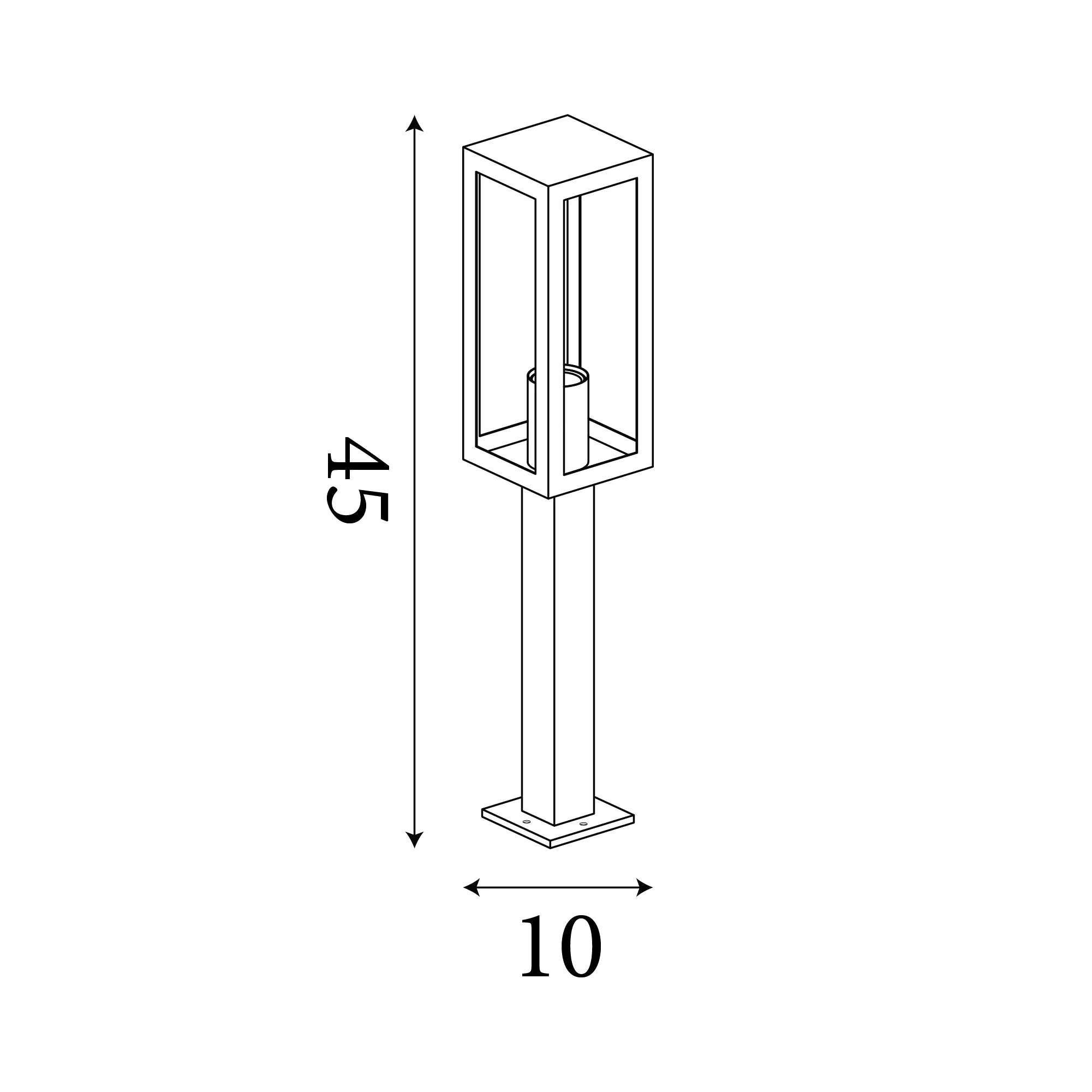Searchlight Box Small Black Outdoor Bollard Light