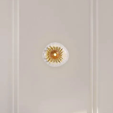 Sunbeam, Matt Black, Wall Light - Clear/Amber Ribbed Glass