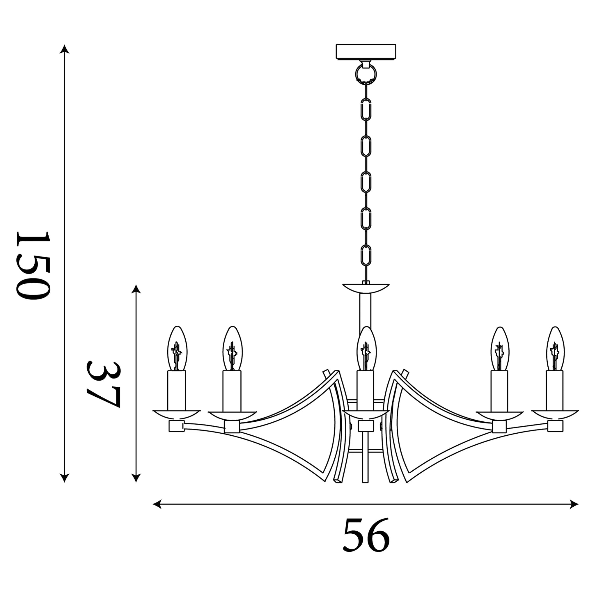 Searchlight Ascot 6 Light Antique Brass Chandelier