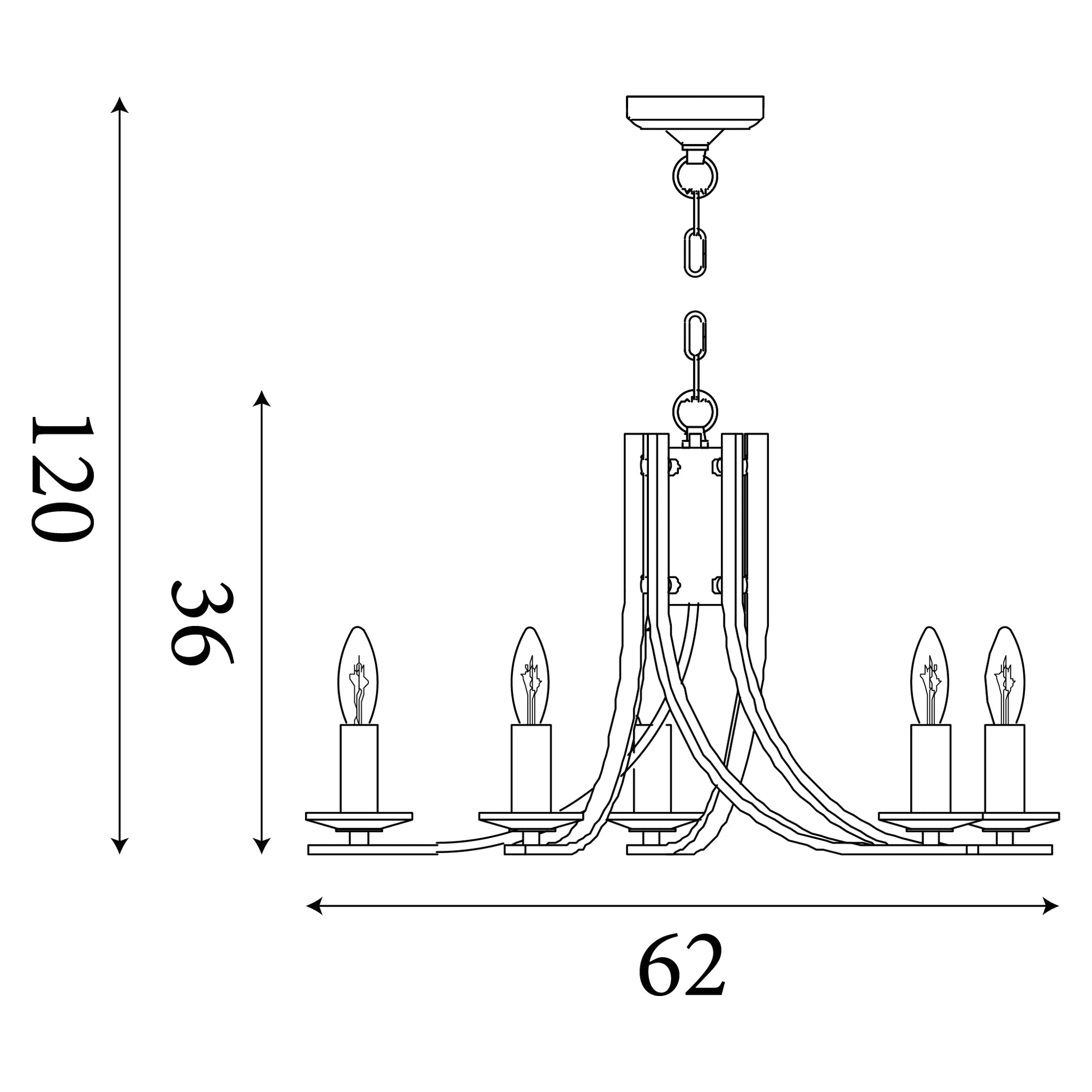 Ascona 5 Light Chrome Chandelier With Glass Sconces