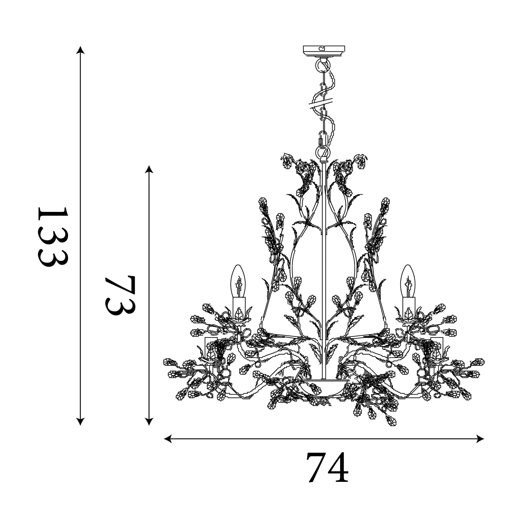 Almandite 8 Light Chandelier Cream Gold Finish — additional angle