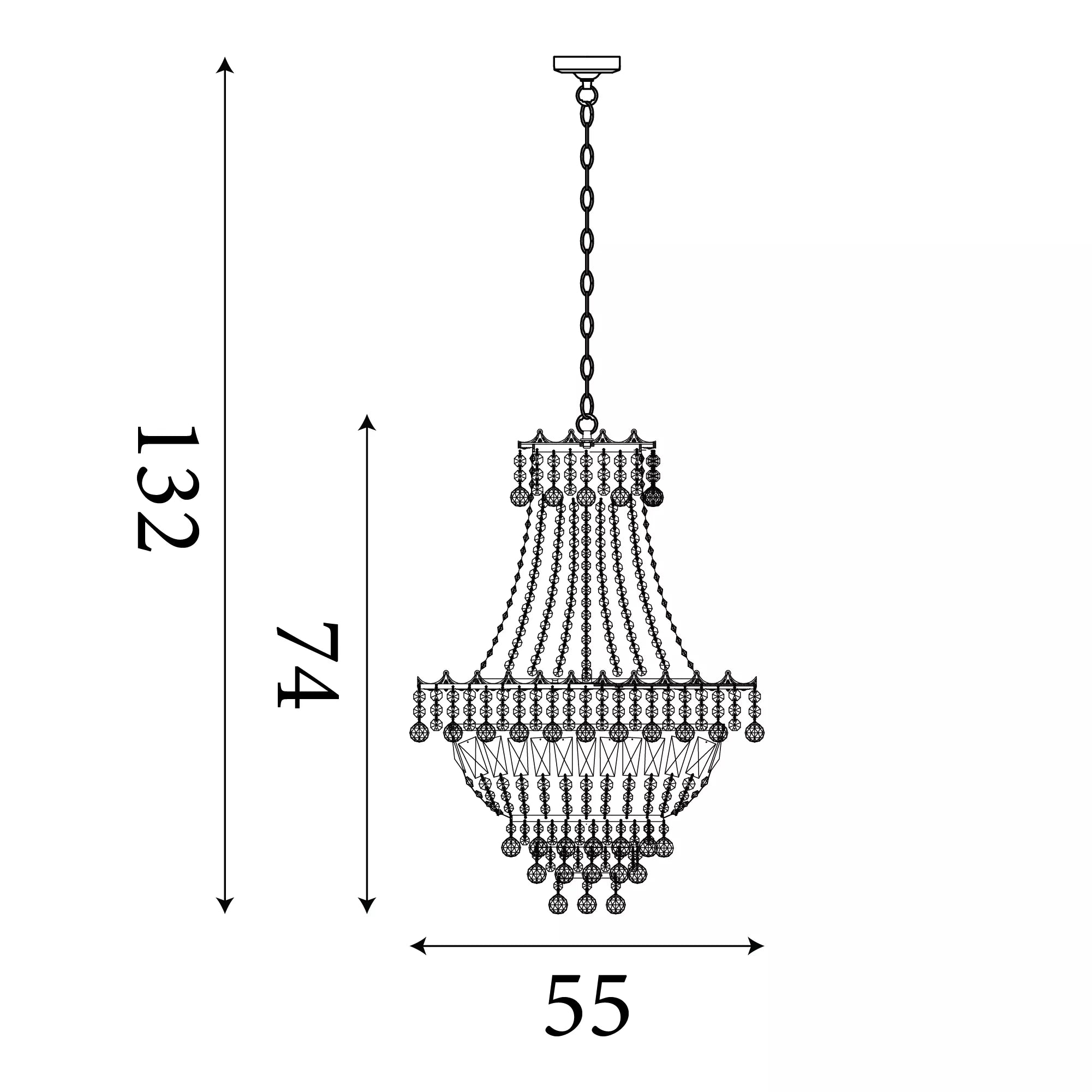 Searchlight Versailles 9 Light Chrome Chandelier