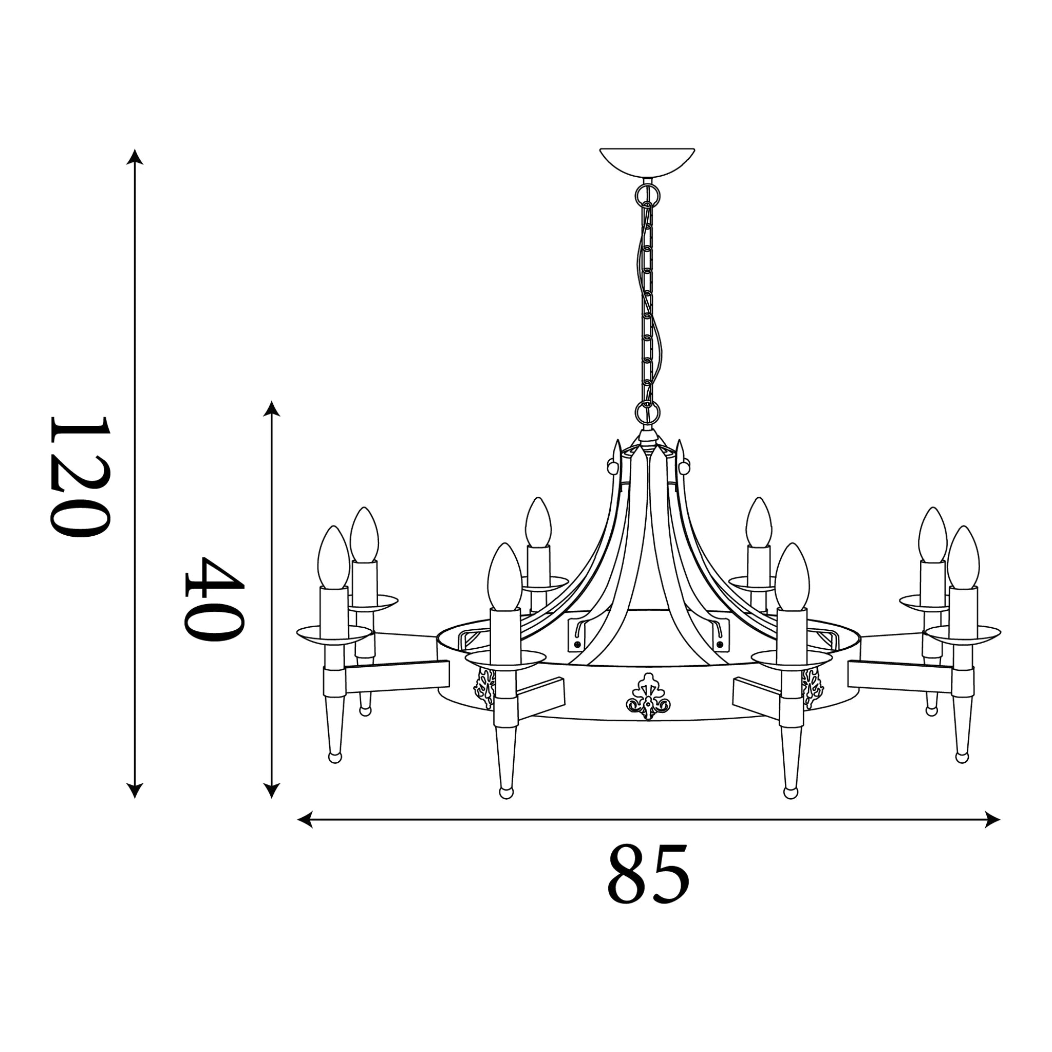 Cartwheel II 5 Light Black Wrought Iron Chandelier