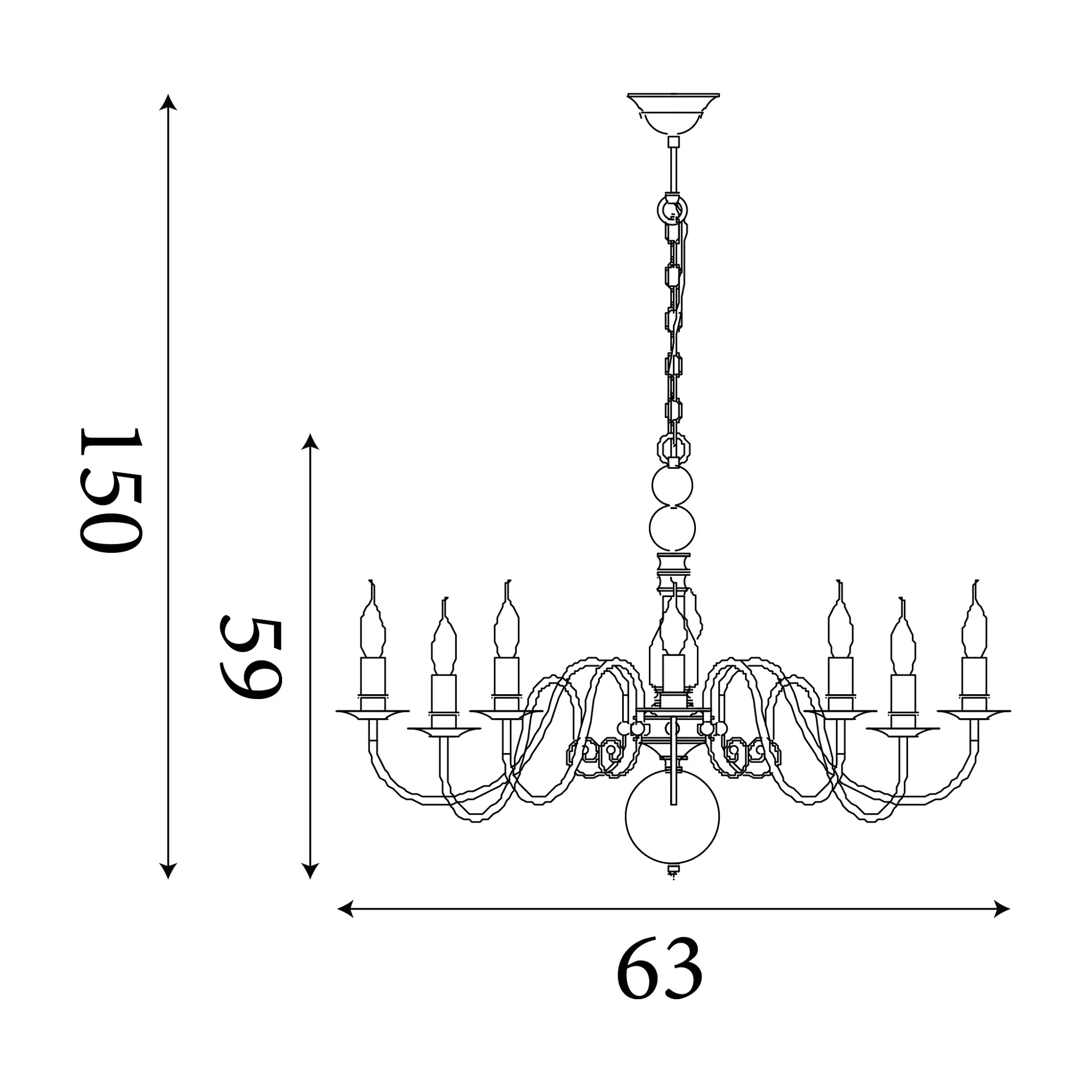 Greythorne 8 Light Textured Grey Chandelier Searchlight