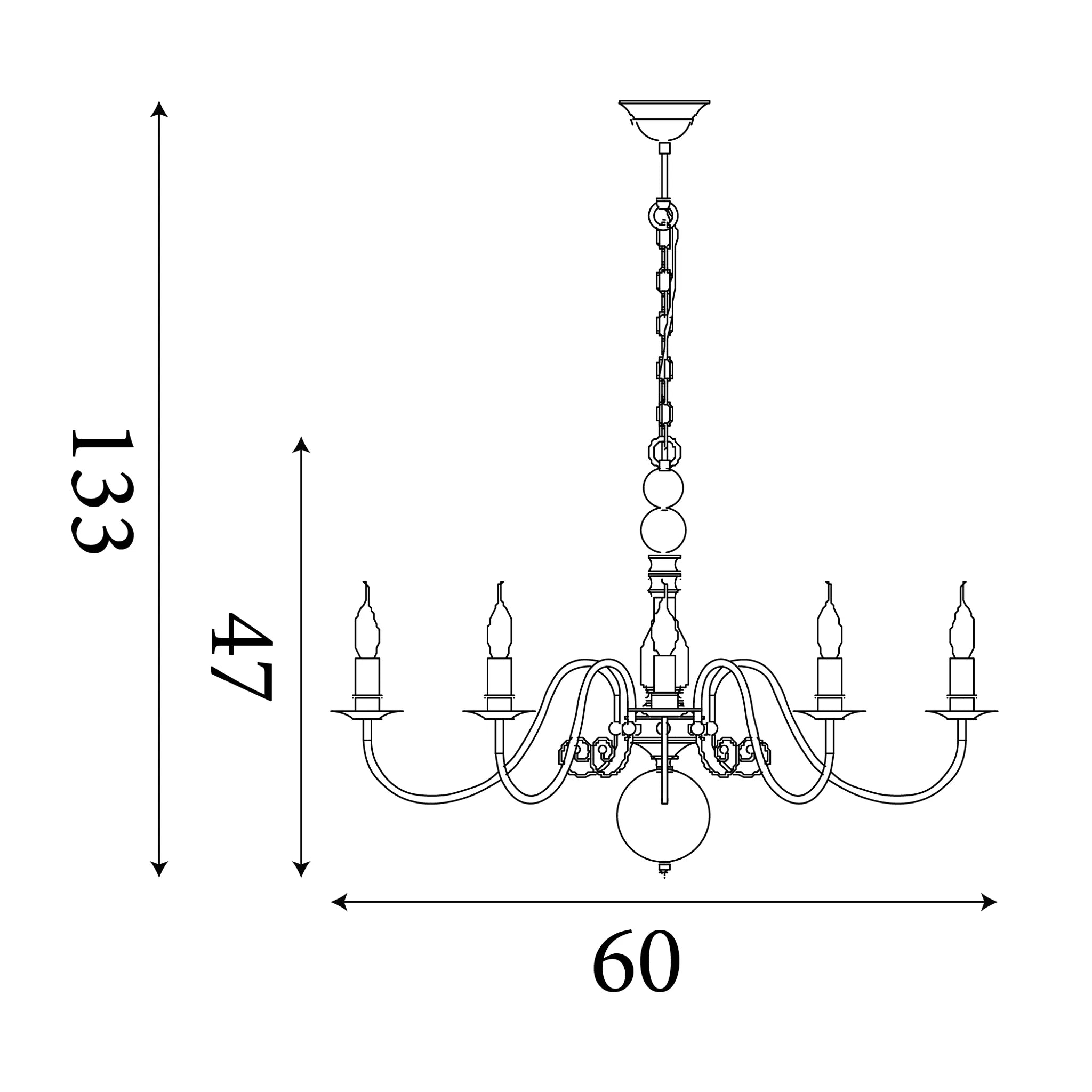 Greythorne 5 Light Textured Grey Chandelier Searchlight — additional angle