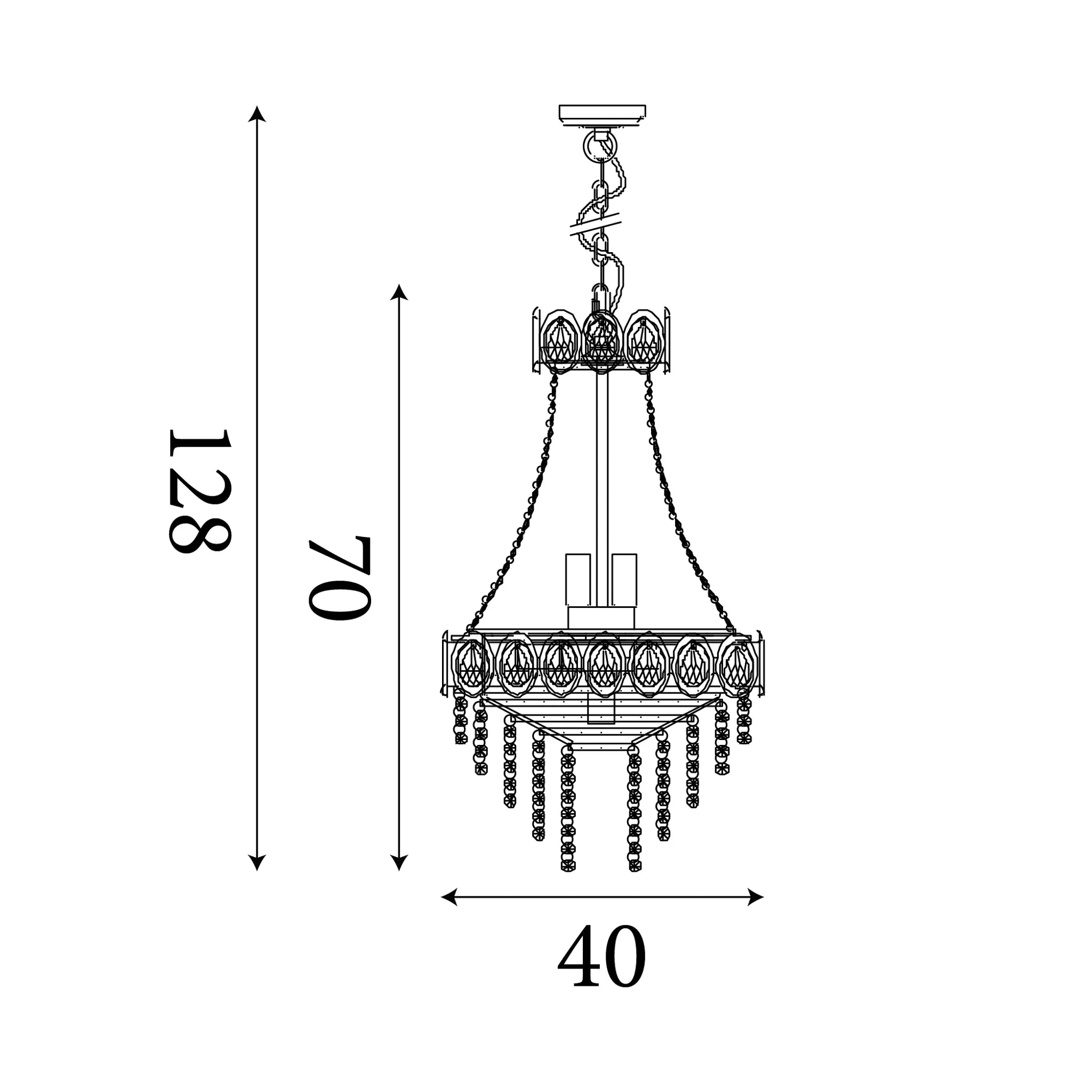 Searchlight Louis Philipe Crystal 6 Light Chrome Chandelier