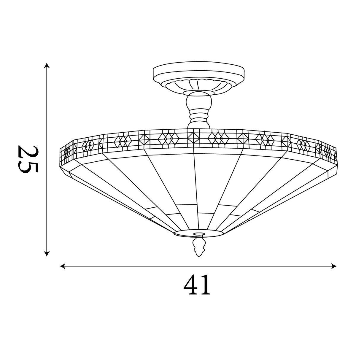 Searchlight New York Semi Flush Tiffany Ceiling Light-warehouse-180926