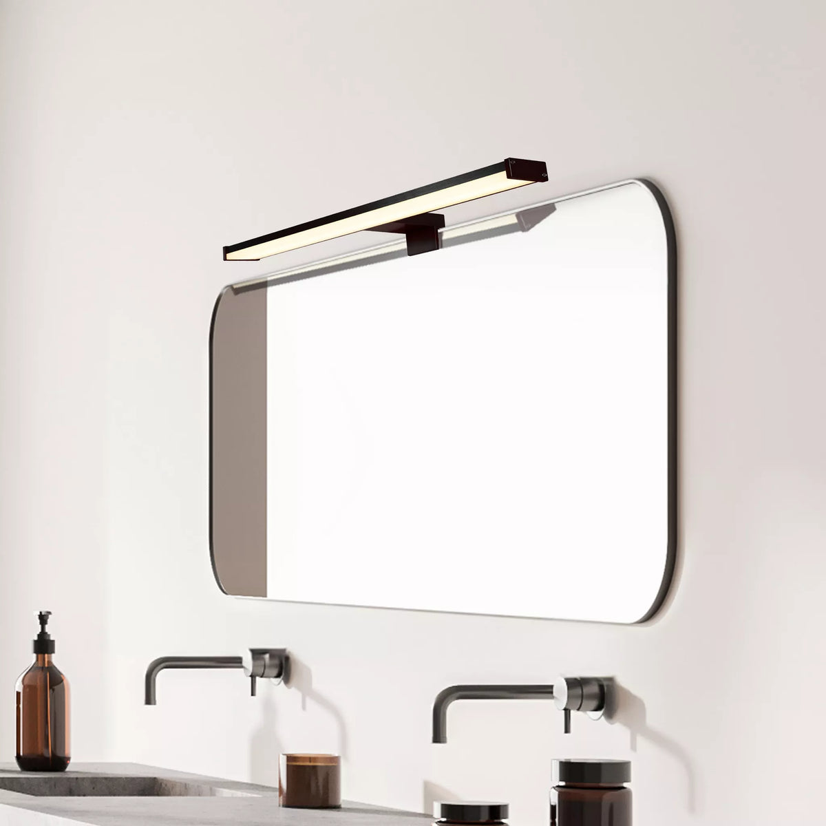 Kos Bathroom, Black, LED Mirror Wall Light - IP44
