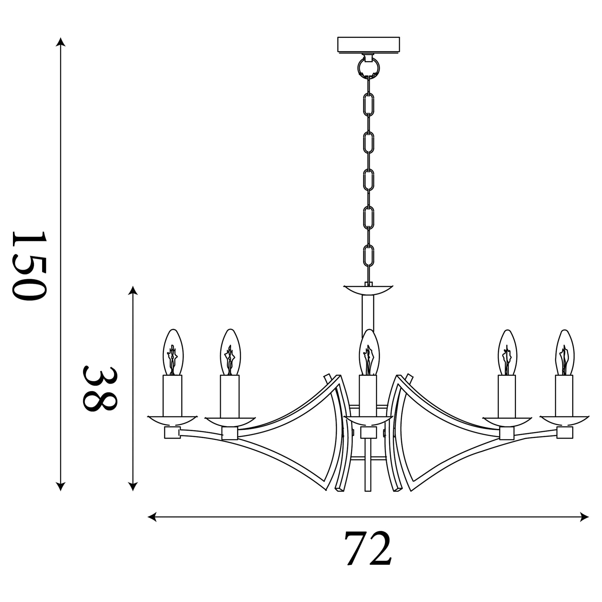 Searchlight Ascot 8 Light Chrome Chandelier