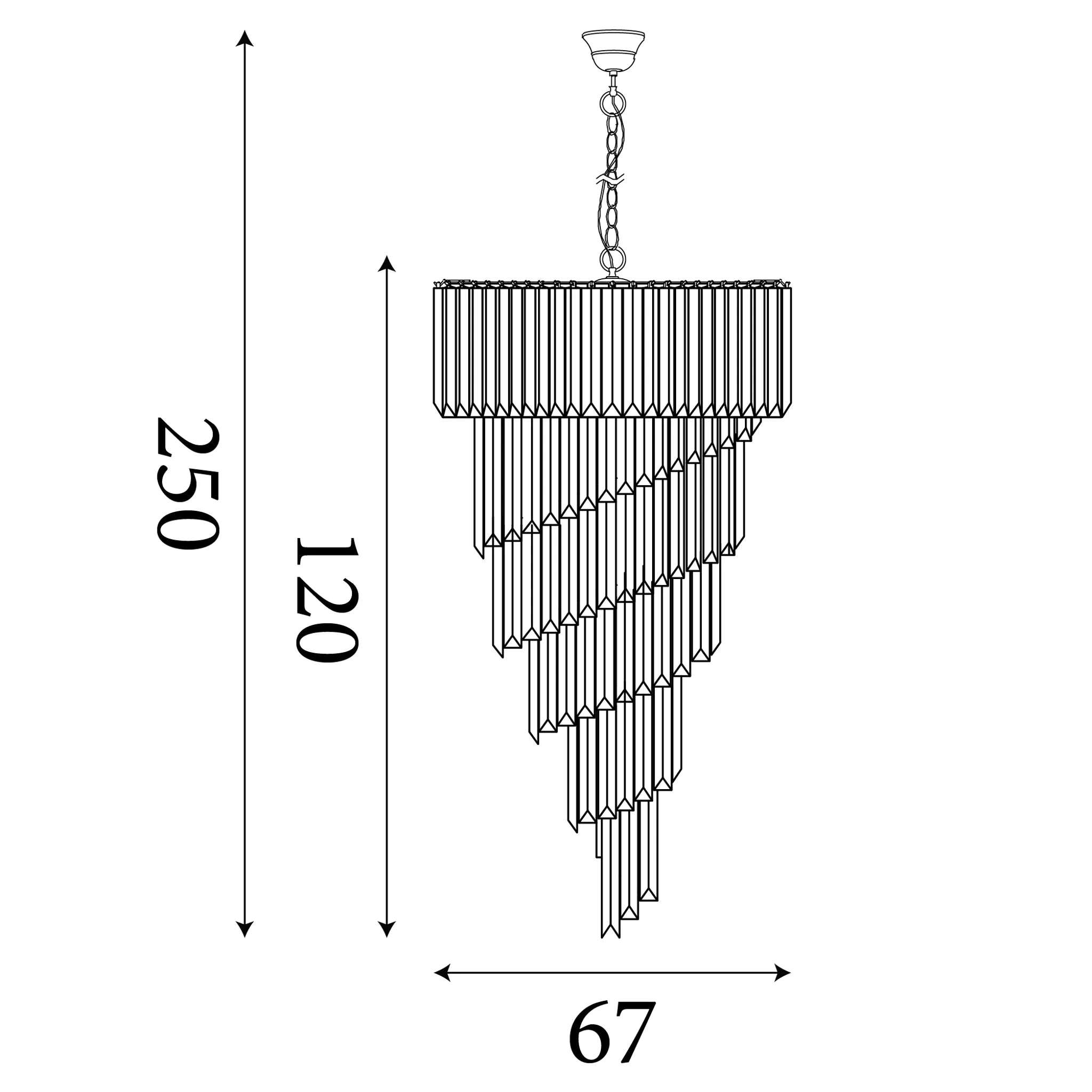 Sigma 9 Light Chrome Chandelier With Clear Acrylic Rods