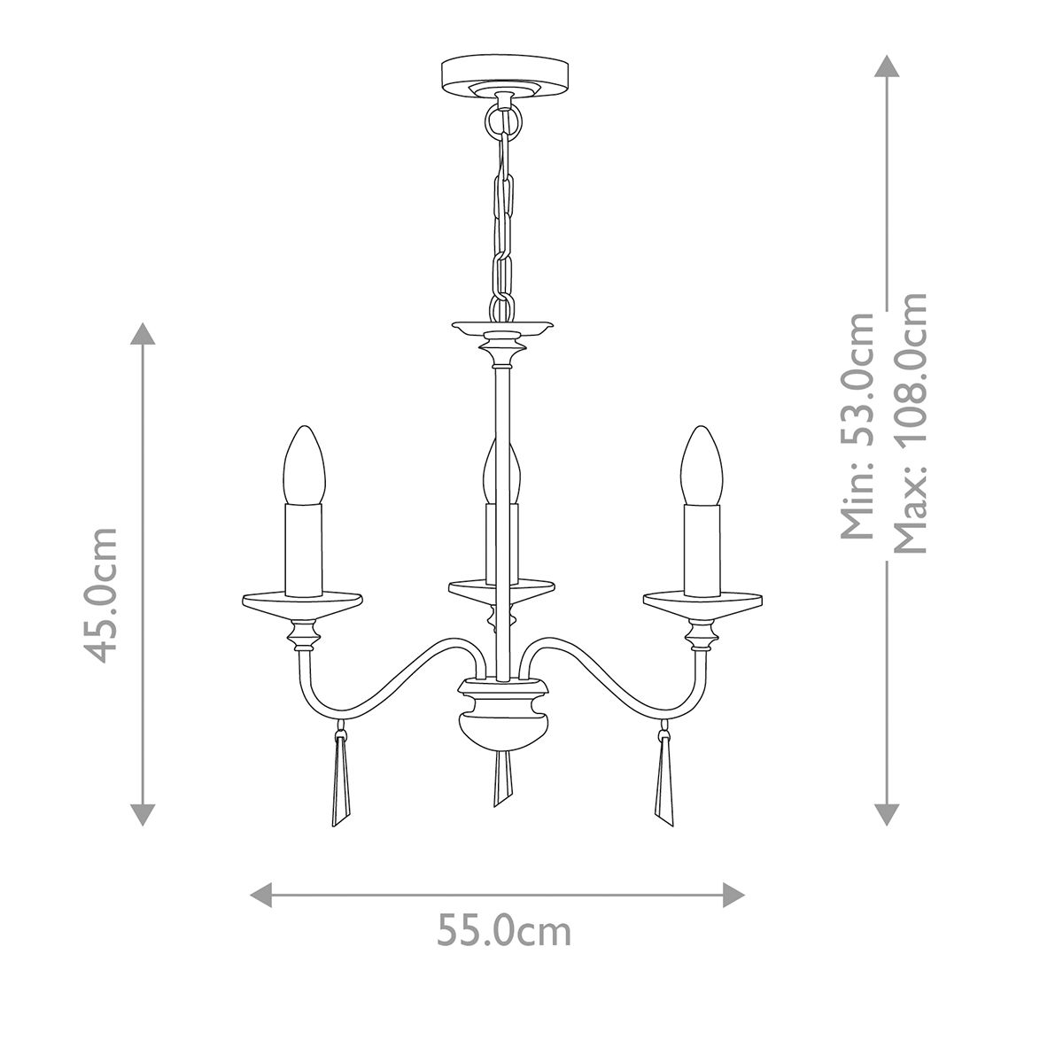 Elstead Finsbury Park Polished Nickel 3 Light Chandelier