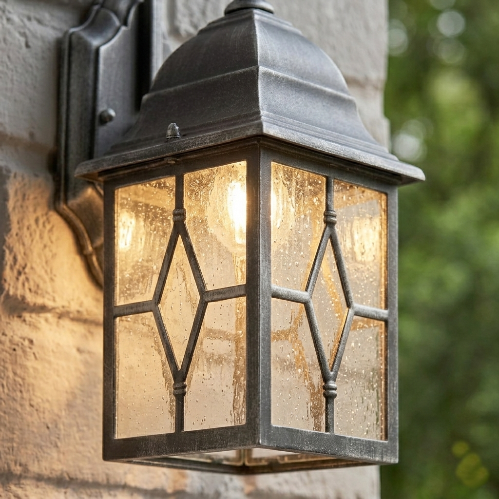 Genoa 1 Light Silver & Leaded Water Glass Outdoor Wall Light