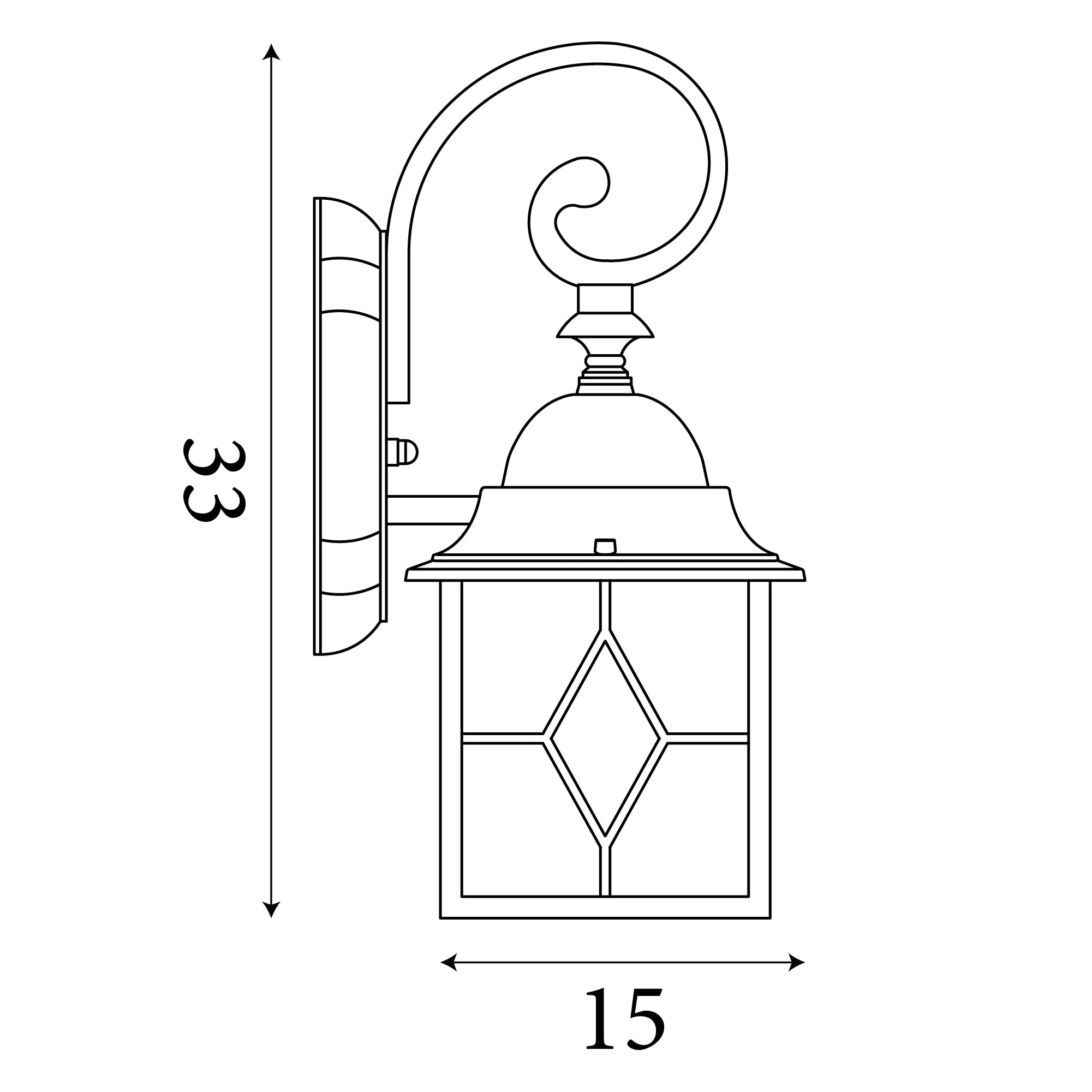 Genoa 1 Light Silver & Leaded Water Glass Outdoor Wall Light