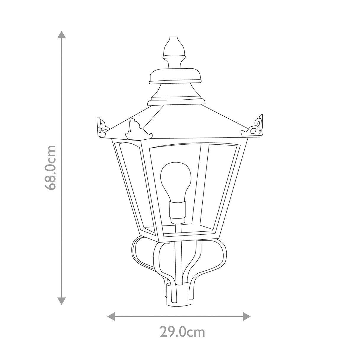 Elstead Grampian Black Outdoor Lantern Head Only