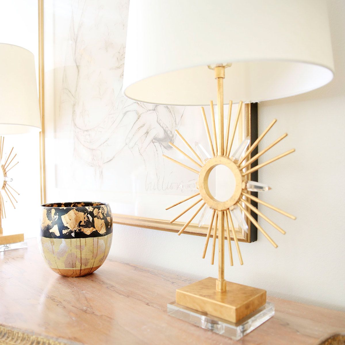 Sun King 1 Light Gold Leaf Table Lamp