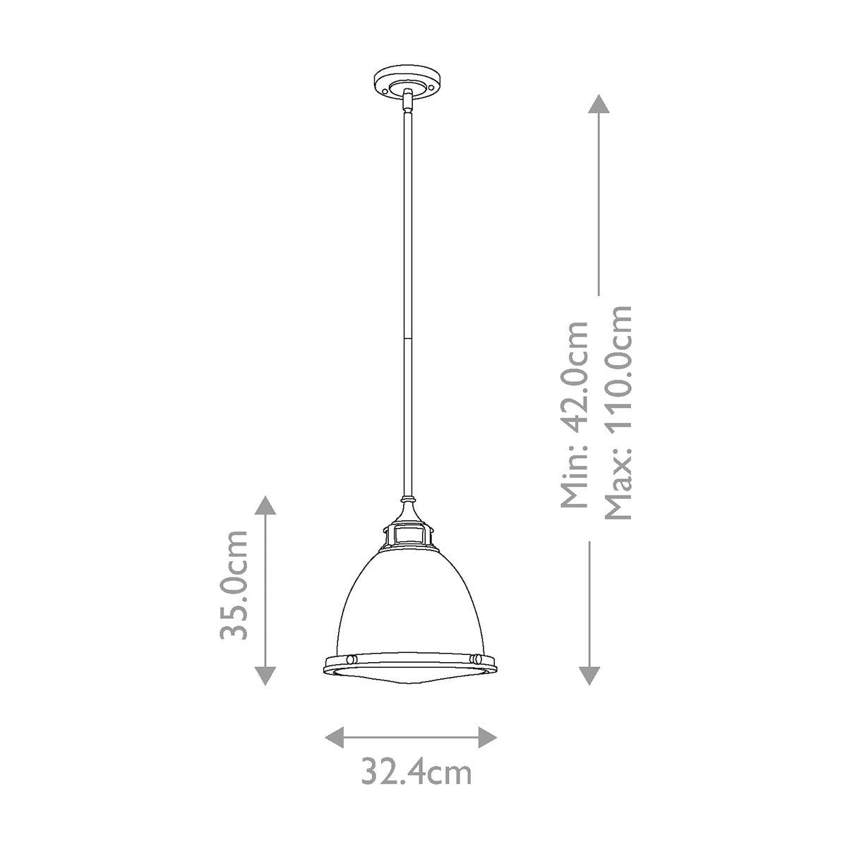 Hinkley Amelia 1 Light Medium Brass Pendant - Frosted Glass
