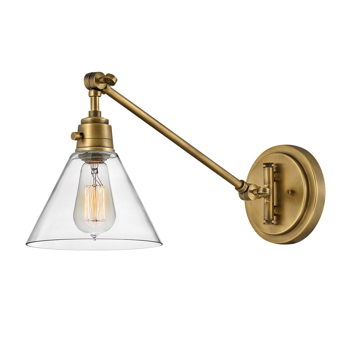 Arti Brass Wall Light with Clear Glass Shade HK-ARTI-1W-HB-CG by Hinkley