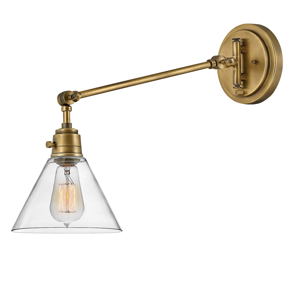 Hinkley Arti Brass Wall Light with Clear Glass Shade