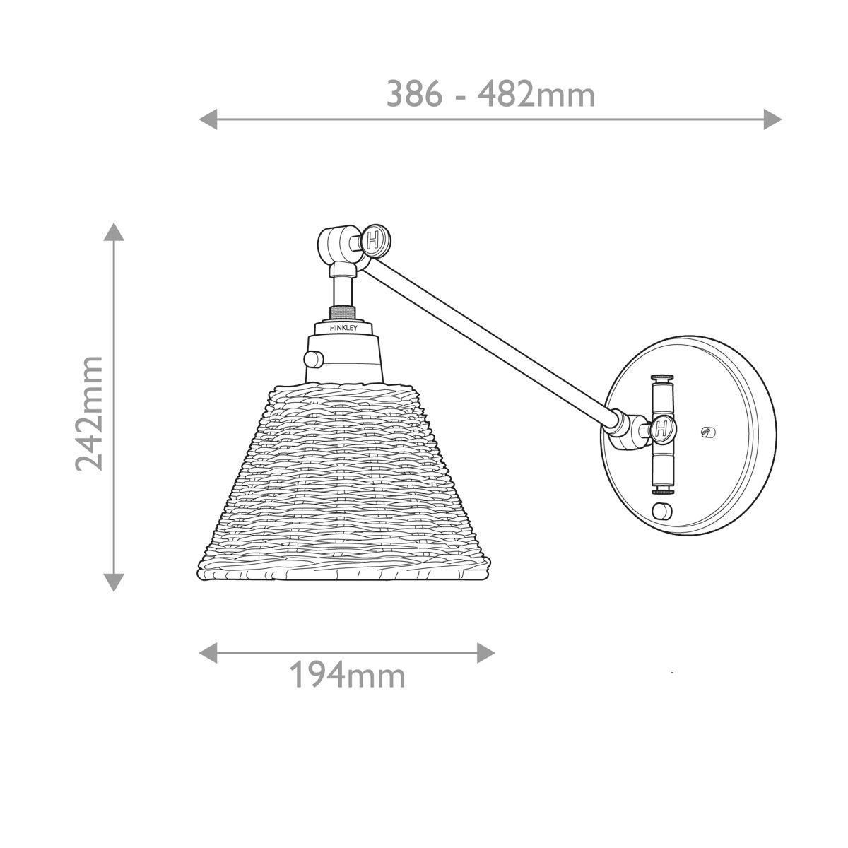 Hinkley Arti Brass Wall Light with Rattan Shade