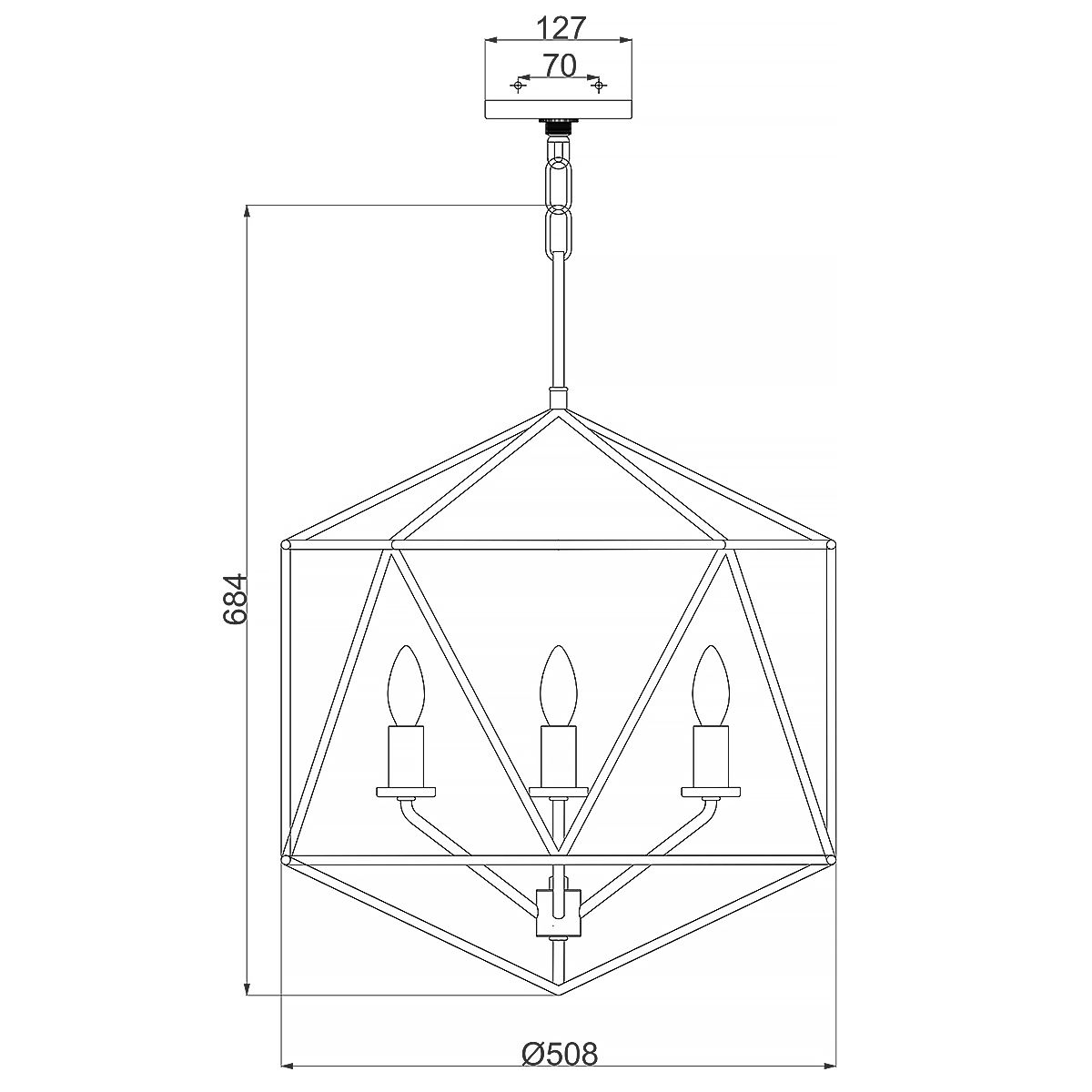 Hinkley Astrid 3 Light Matte Bronze Pendant Chandelier