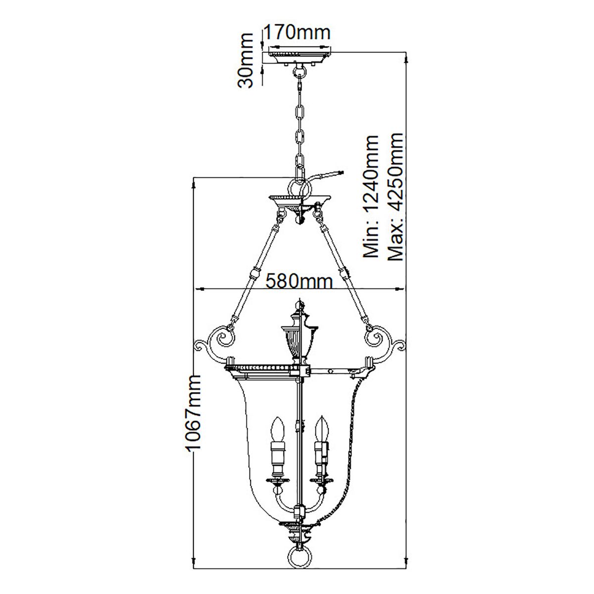 Hinkley Cambridge Solid Brass Large Ceiling Lantern 3 Light