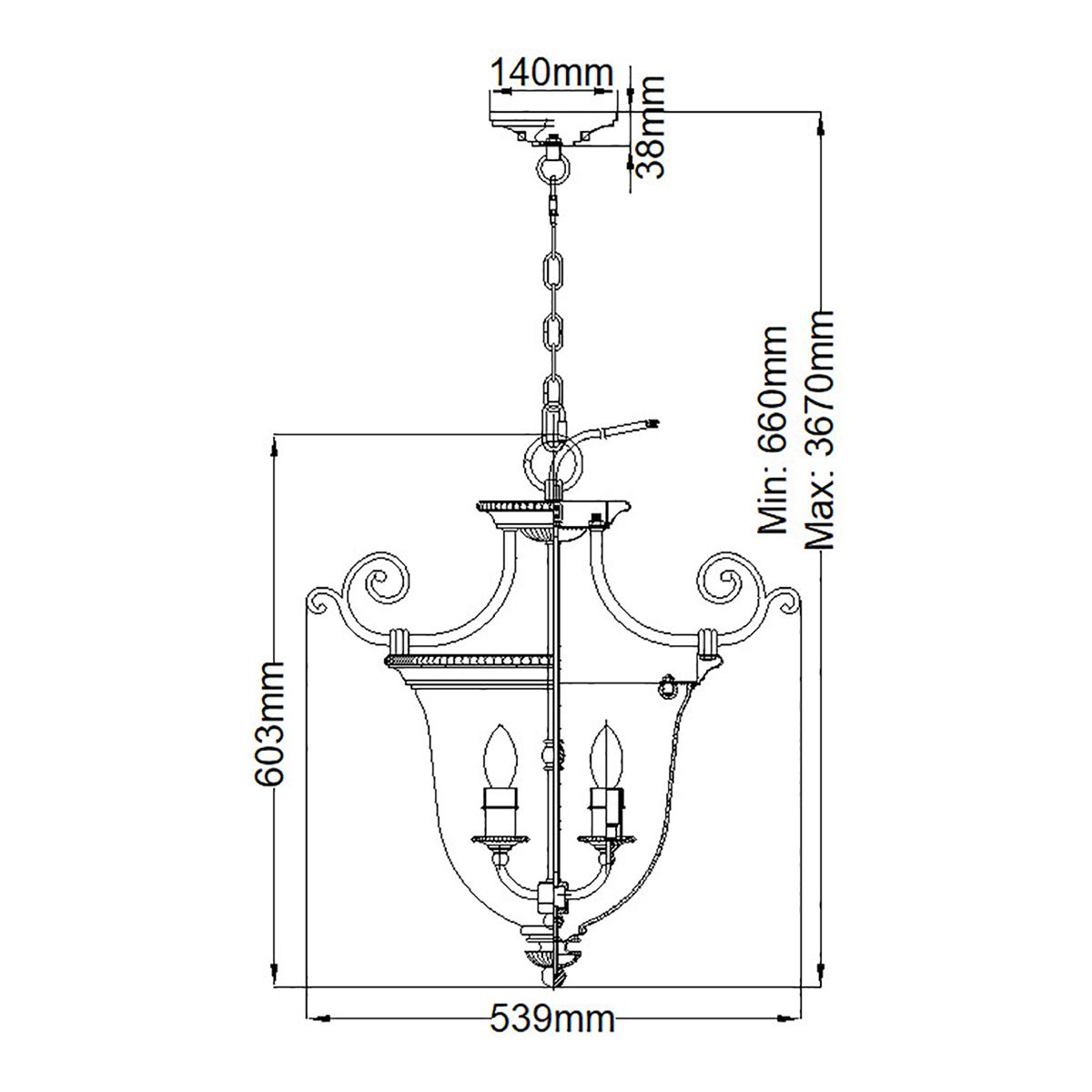 Hinkley Cambridge Small Solid Brass Ceiling Lantern 2 Light