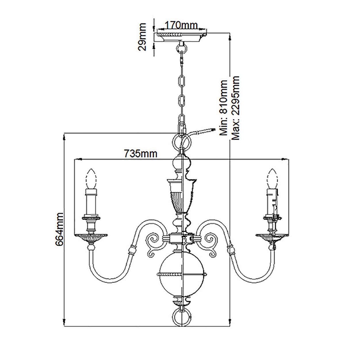 Hinkley Cambridge Solid Brass 6 Light Chandelier