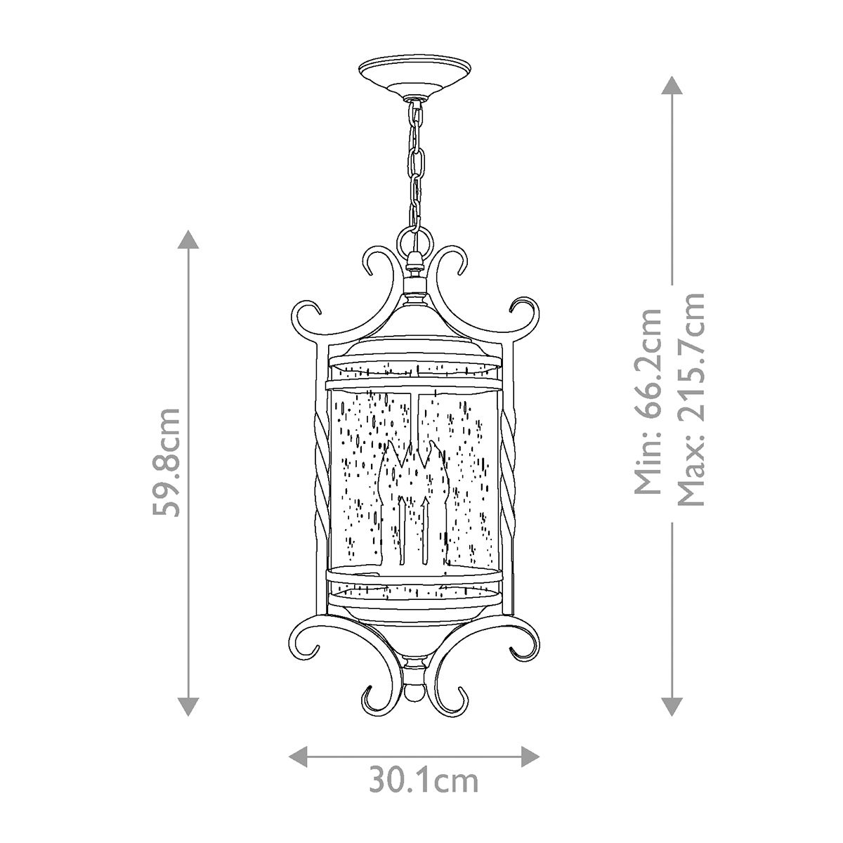 Hinkley Casa 3 Light Black Outdoor Ceiling Chain Lantern