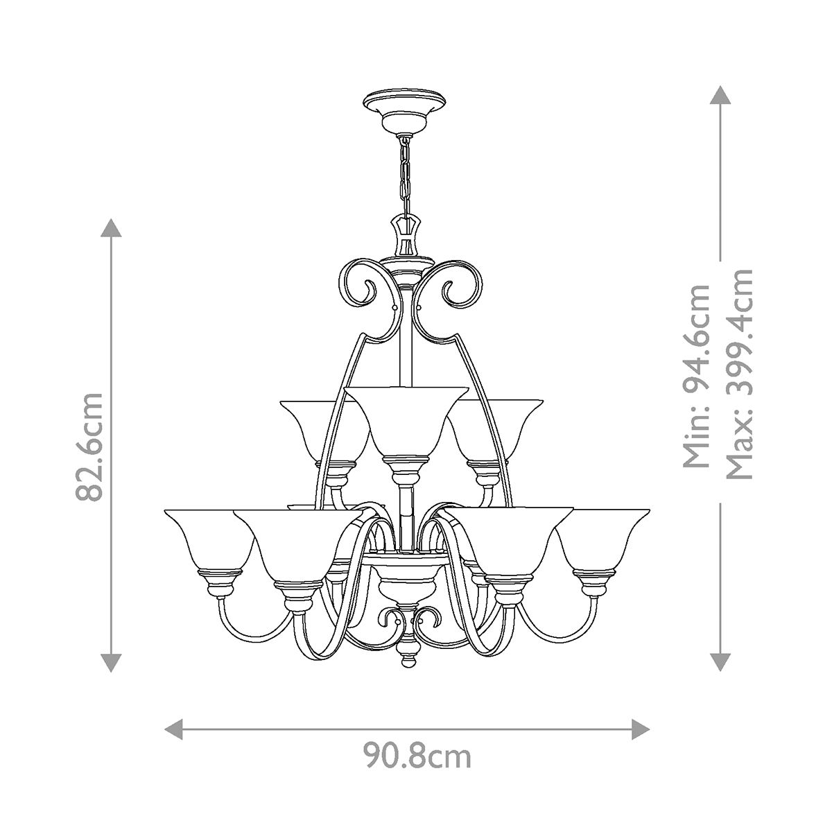 Hinkley Cello Antique Bronze 9 Light Chandelier-OPEN-BOX-50-260626